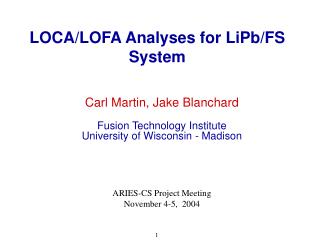 LOCA/LOFA Analyses for LiPb/FS System