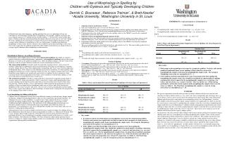 Use of Morphology in Spelling by Children with Dyslexia and Typically Developing Children