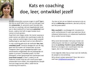 Kats en coaching doe, leer, ontwikkel jezelf