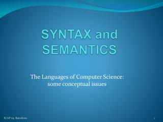 SYNTAX and SEMANTICS