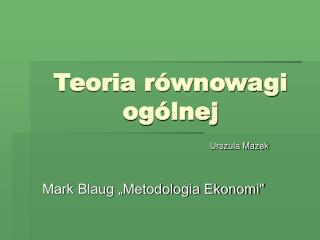 Teoria równowagi ogólnej