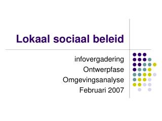 Lokaal sociaal beleid