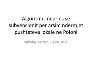 Algoritmi i ndarjes së subvencionit për arsim ndërmjet pushteteve lokale në Poloni