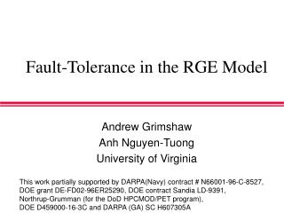 Fault-Tolerance in the RGE Model