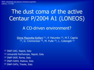 The dust coma of the active Centaur P/2004 A1 (LONEOS)