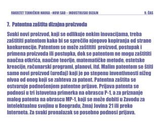 7. Patentna zaštita dizajna proizvoda