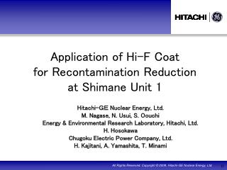 Application of Hi-F Coat for Recontamination Reduction at Shimane Unit 1