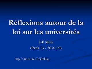 Réflexions autour de la loi sur les universités