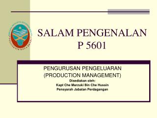 SALAM PENGENALAN P 5601