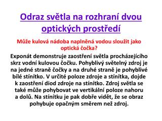 Odraz světla na rozhraní dvou optických prostředí
