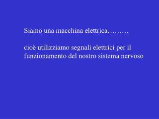 Siamo una macchina elettrica……… cioè utilizziamo segnali elettrici per il