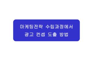 마케팅전략 수립과정에서 광고 컨셉 도출 방법