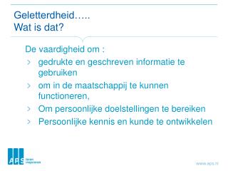 Geletterdheid….. Wat is dat?