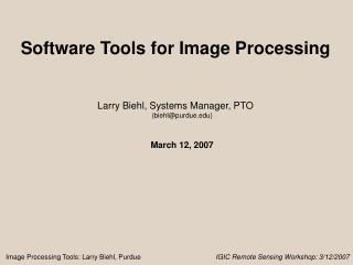 Software Tools for Image Processing