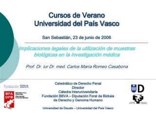Cursos de Verano Universidad del País Vasco San Sebastián, 23 de junio de 2006