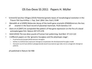 OS Evo-Devo SS 2011 Papers H. Müller