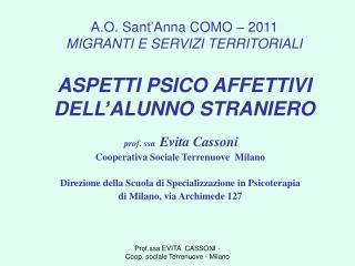 prof. ssa Evita Cassoni Cooperativa Sociale Terrenuove Milano