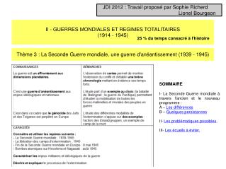 II - GUERRES MONDIALES ET REGIMES TOTALITAIRES (1914 - 1945)