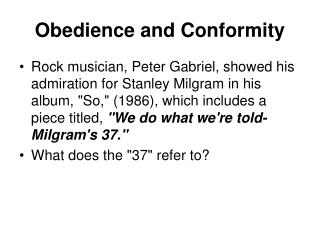 Obedience and Conformity