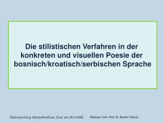 Die stilistischen Verfahren in der konkreten und visuellen Poesie der