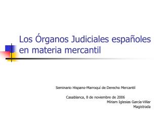 Los Órganos Judiciales españoles en materia mercantil