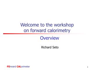 Welcome to the workshop on forward calorimetry