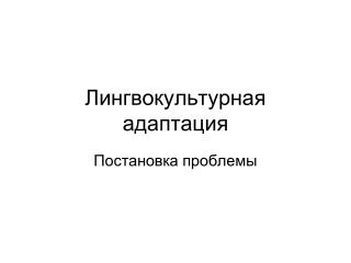 Лингвокультурная адаптация