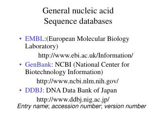 General nucleic acid Sequence databases