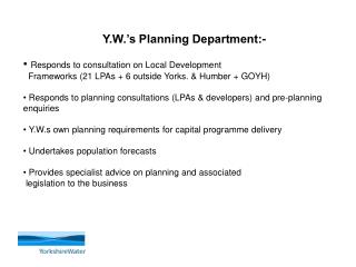 Y.W.’s Planning Department:- Responds to consultation on Local Development