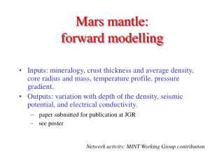 Mars mantle: forward modelling