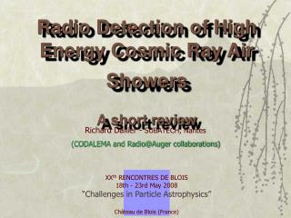 Radio Detection of High Energy Cosmic Ray Air Showers A short review