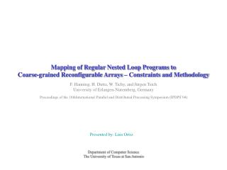 Mapping of Regular Nested Loop Programs to