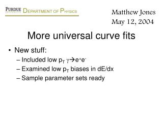 More universal curve fits