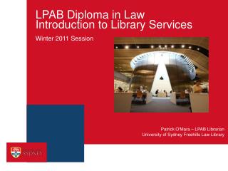 LPAB Diploma in Law Introduction to Library Services