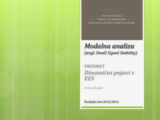 Modalna analiza ( angl. Small Signal Stability)