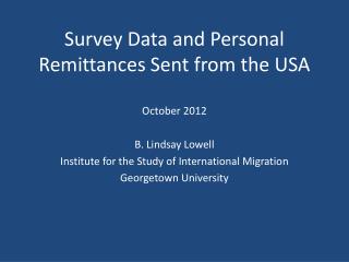 Survey Data and Personal Remittances Sent from the USA