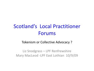 Scotland’s Local Practitioner Forums