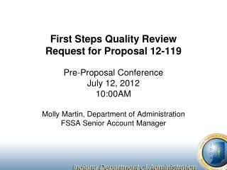 First Steps Quality Review Request for Proposal 12-119