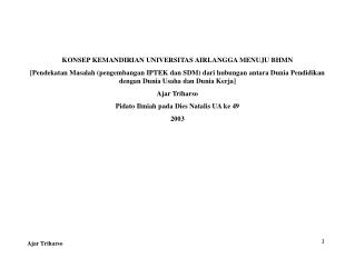 KONSEP KEMANDIRIAN UNIVERSITAS AIRLANGGA MENUJU BHMN