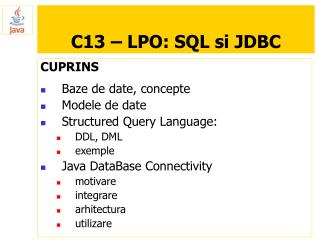 C13 – LPO: SQL si JDBC