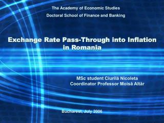 Exchange Rate Pass-Through into Inflation in Romania