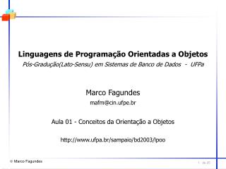 Linguagens de Programação Orientadas a Objetos