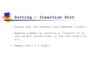 Sorting – Insertion Sort