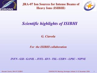 Scientific highlights of ISIBHI
