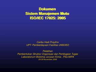 Dokumen Sistem Manajemen Mutu ISO/IEC 17025: 2005