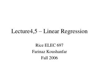 Lecture4,5 – Linear Regression