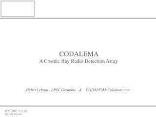 CODALEMA A Cosmic Ray Radio Detection Array