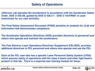 Safety of Operations