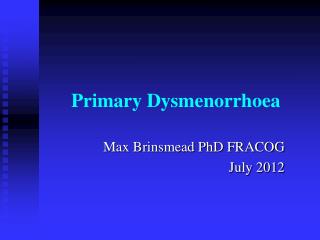 Primary Dysmenorrhoea