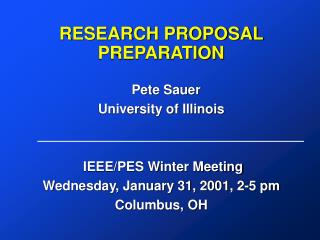 RESEARCH PROPOSAL PREPARATION